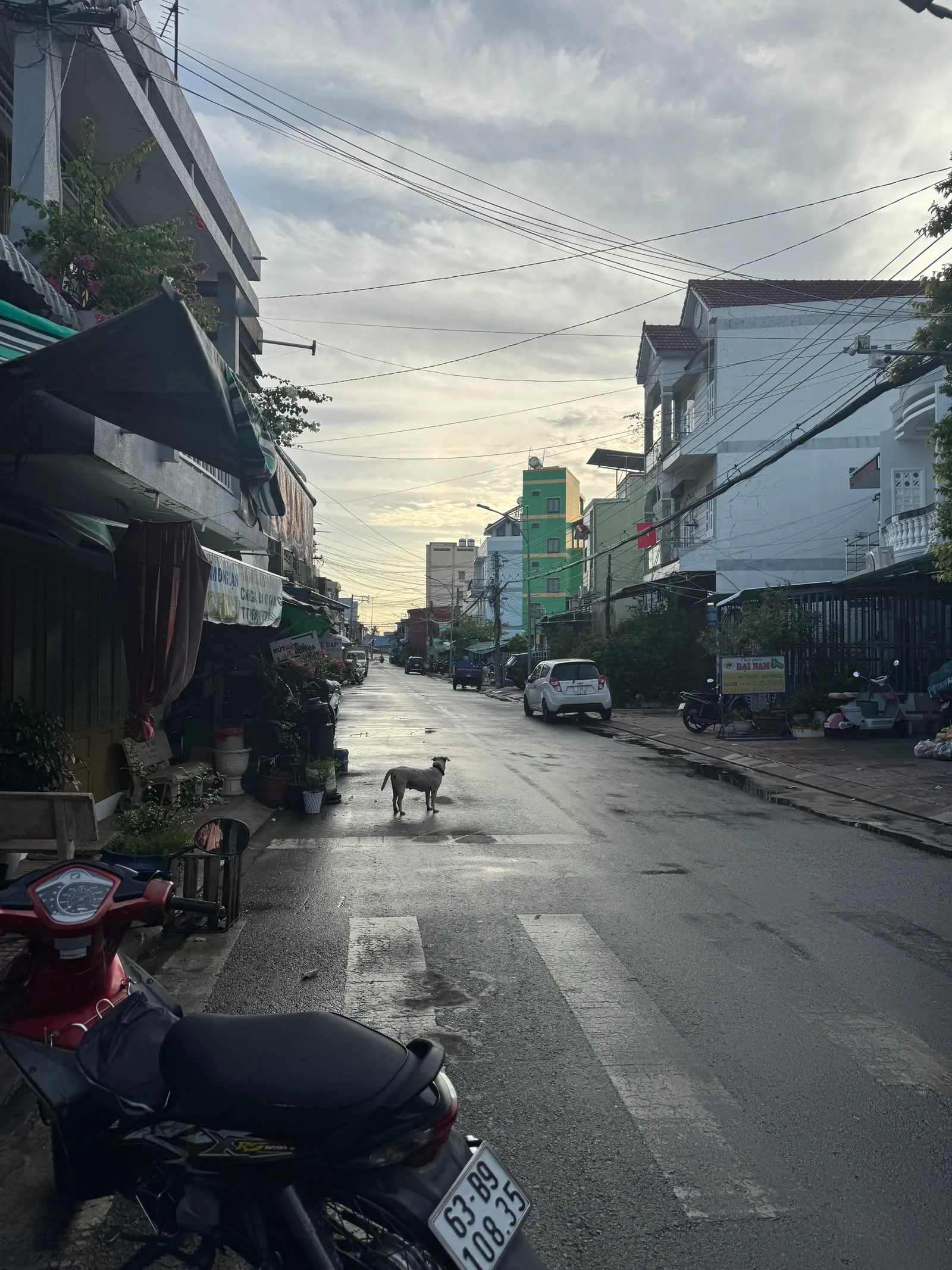 Đoạn đường nhìn về hướng lên cầu Hùng Vương, gần tiệm thịt Bé Sáu